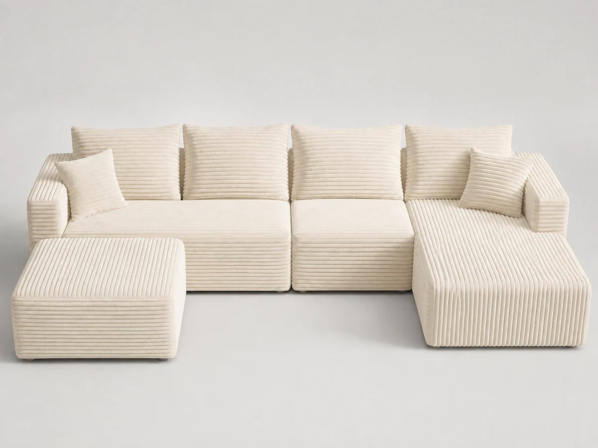 The Big U Left Arm sectional in Cream White