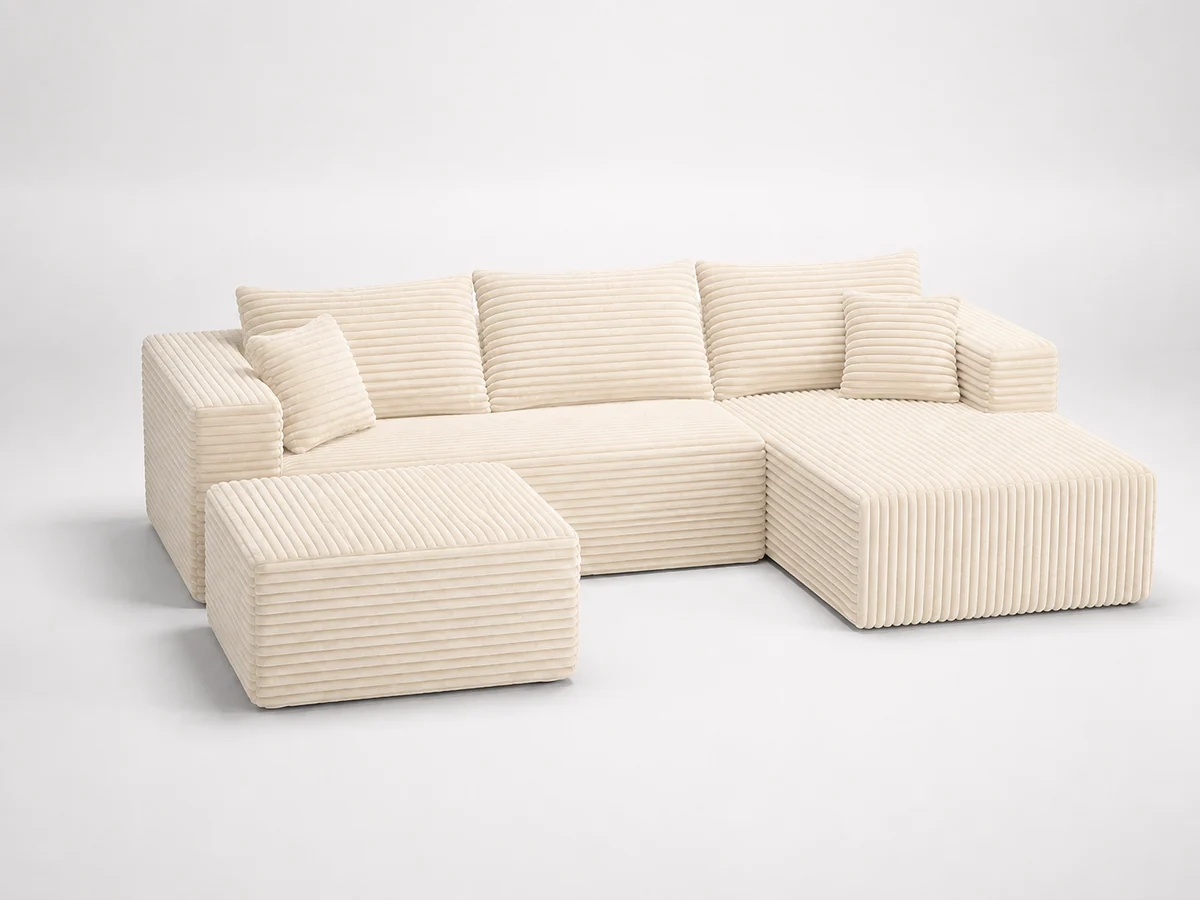 The U Left Arm sectional in Cream White