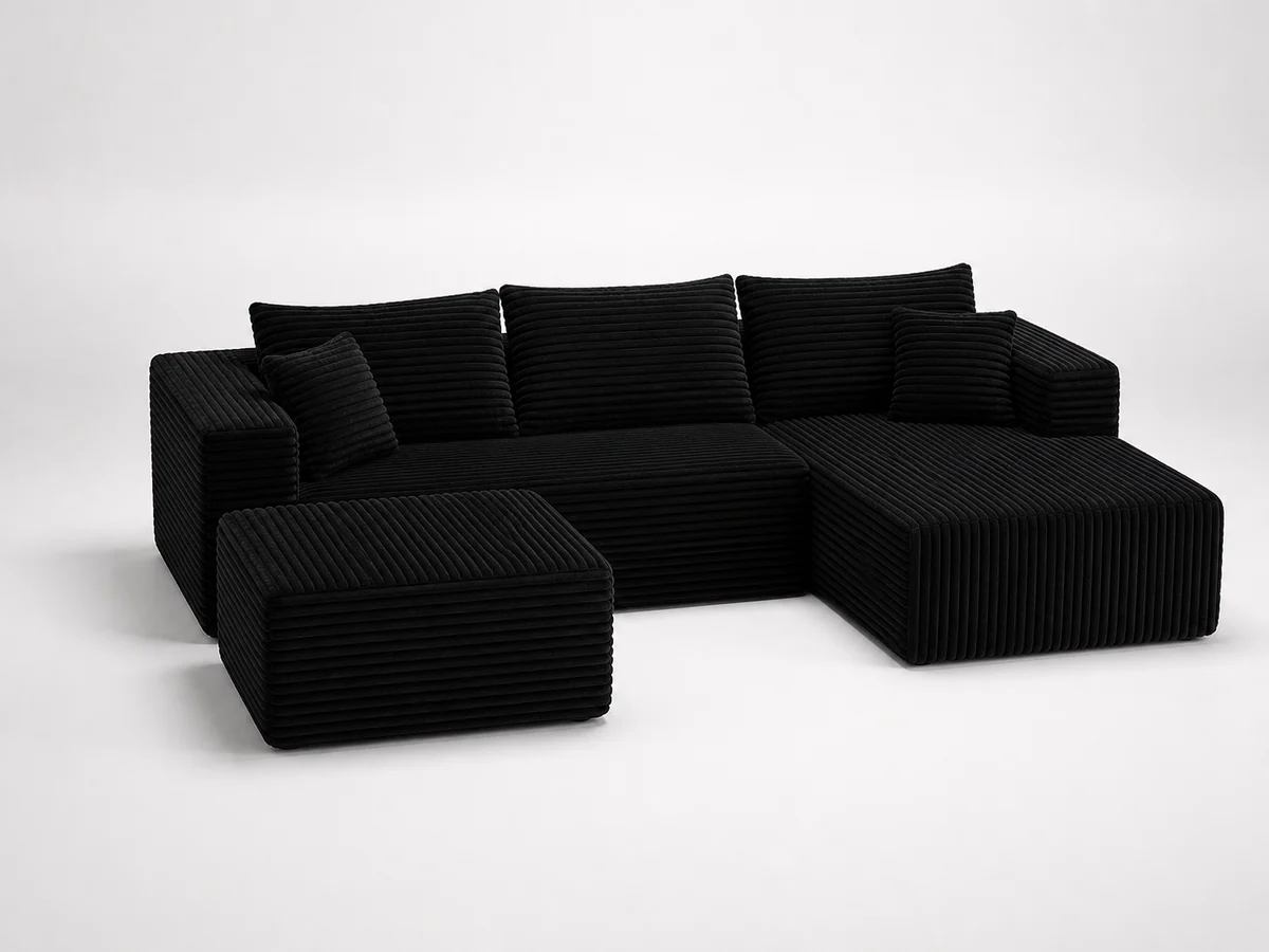 The U compressed modular sofa in Jet Black, left arm configuration